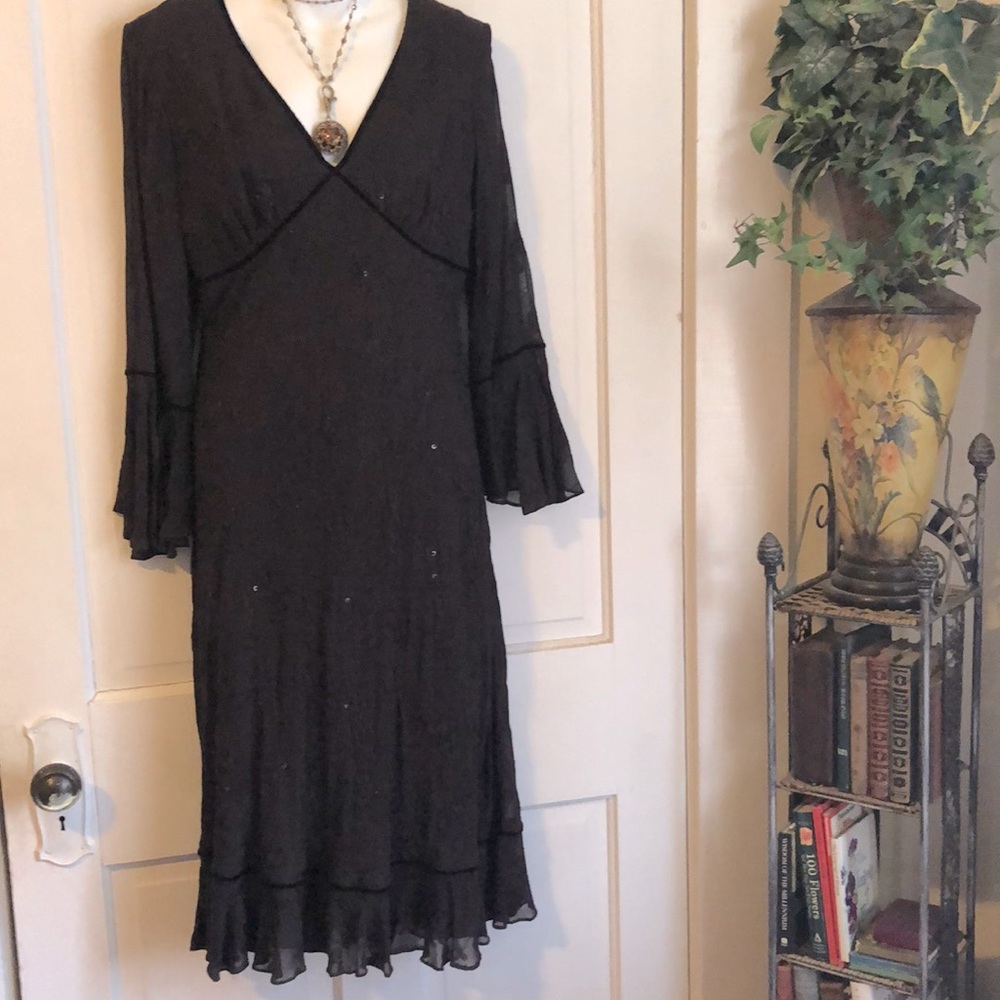 Newport News Beaded Brown Holiday Dress